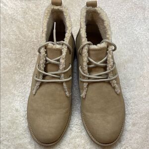 Seven Dials Tan Faux Suede Ankle Boots with Faux Shearling Lining Womens Sz 8